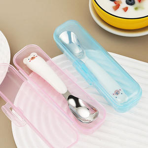 <span class=keywords><strong>Cubiertos</strong></span> para Bebé de Acero Inoxidable 304, Juego de <span class=keywords><strong>Cubiertos</strong></span> para Niños con Mango de Dibujos Animados Creativos, Pulido Espejo - Product Image 4