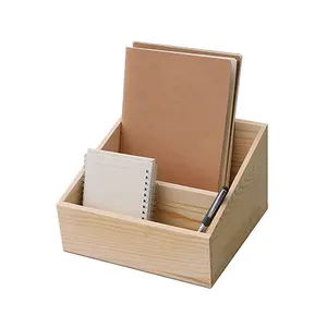 Organizador de escritorio de madera natural Gabinete de almacenamiento Archivo de correo Papel Nota adhesiva Bloc de notas Carpeta Suministros de oficina Caddy Soporte de mesa