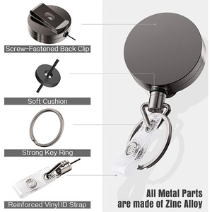 Venda quente 4CM Rodada Liga de Zinco KeyChain Retrátil Nome ID <span class=keywords><strong>Badge</strong></span> Holder Metal <span class=keywords><strong>Badge</strong></span> Reel com Belt Clipe LOGOTIPO Personalizado - Product Image 2