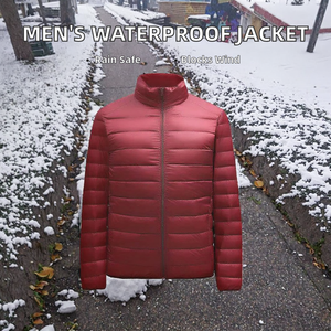 Veste d'hiver décontractée pour homme en nylon léger, tissée, avec fermeture éclair sur le devant, col montant, teinte unie, respirante, coupe-vent, rembourrée, pour l'extérieur - Product Image 2