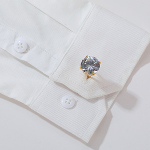 Boutons de manchette pour hommes, boutons de manchette de luxe de haute qualité, boutons de manchette en diamant pour hommes, boutons de manchette carrés en zircon doré - Product Image 5