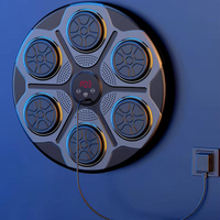 Machine de boxe murale multifonctionnelle avec 6 cibles, musique, hauteur réglable, gants inclus, 1200 mAh