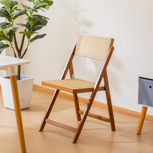 Modern Restaurant Folding <b>Chair</b> with <b>Bamboo</b> and Vine Bark Backrest Lightweight Durable Commercial Dining Furniture - Product Image 4