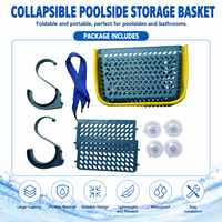 Panier de rangement rectangulaire en plastique pliable pour piscine, avec crochets pour jouets et accessoires de piscine