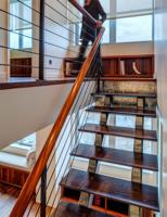 Rampe d'escalier en bois CBMmart avec mains courantes en acier inoxydable pour escaliers à double poutre en bois