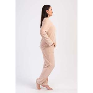 Conjunto de Pijama de Terciopelo para Mujer, Talla XXL, Cuello Redondo, Manga Larga, con Bolsillo Ovalado, Ropa de Dormir Holgada - Product Image 2