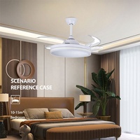 Ventilador de Techo Retráctil Moderno LED de Gran Venta con Luz Lujoso Blanco de 42 Pulgadas Luz de Ventilador Invisible Ventilador de Techo LED