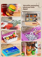 Juguete de Plástico para Niños, Hamburguesa y Bebida, para Niñas de 4 a 6 Años, Juego Educativo de Simulación de Cocina, Juego de Doble Cara