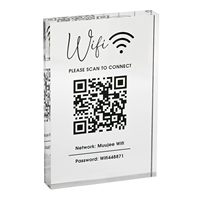 Support acrylique personnalisé personnalisé pour code QR, bloc transparent, porte-affiche pour bureau, magasin, studio