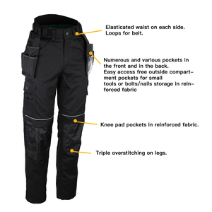 Tasche Multiple S ~ XXXL abbigliamento da lavoro per elettricista di dimensioni personalizzate pantaloni da lavoro neri Cargo - Product Image 2