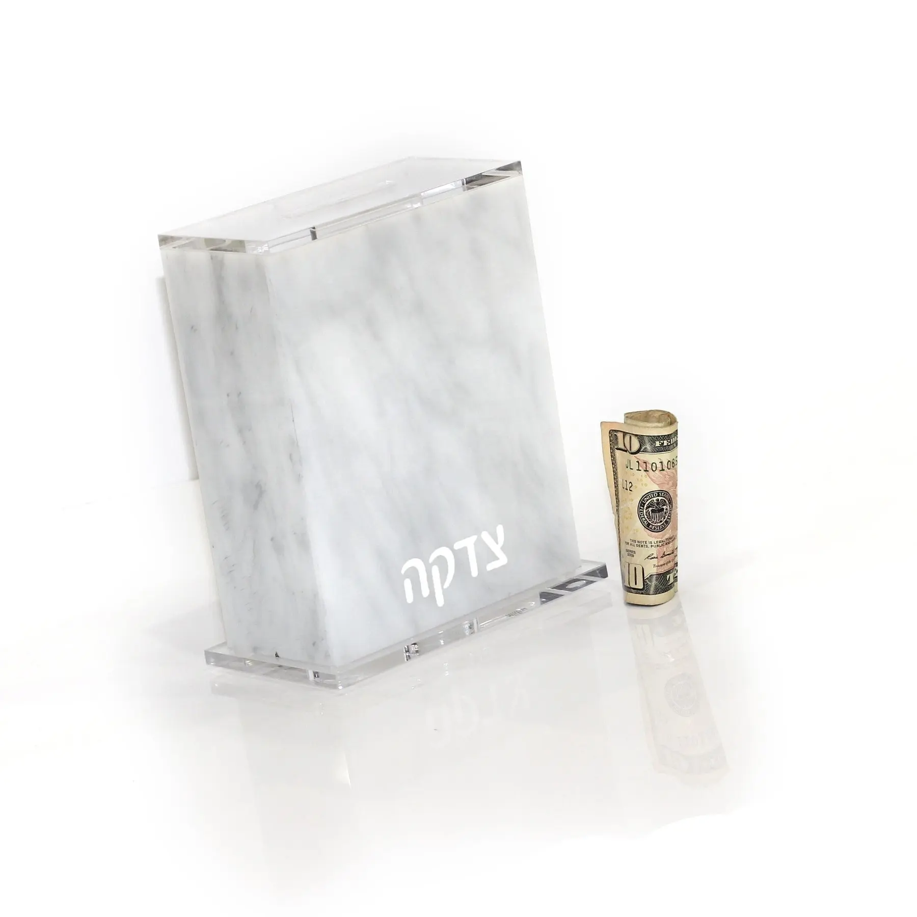 Kotak Akrilik Judaica Tzedakah Terlaris Kotak Amal Lucite Perak Emas Jernih
