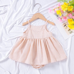 Nouvelle Robe Halter Coréenne Printemps-Été pour <span class=keywords><strong>Bébé</strong></span>, Robe à Carreaux Style Étranger, Barboteuse Princesse pour Filles - Product Image 2