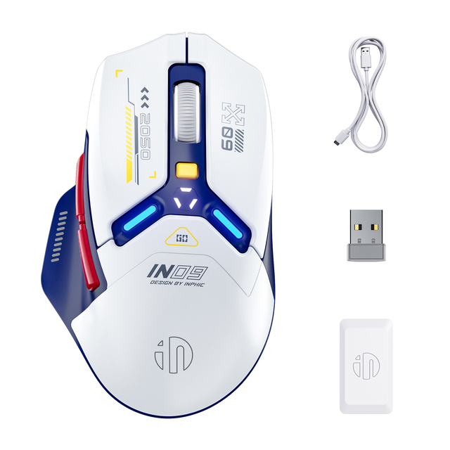 INPHIC IN9 RGB Lighting for Wireless Gaming Mouse Optical Rechargeable 10000DPI 6 Buttons Tri-mode Type C Wired in Stock