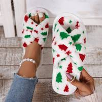 Pantoufles d'Intérieur Hiver 2025 Confortables à Bout Ouvert, Motif Flocon de Neige de Noël, Semelle Extérieure en TPR Ne Marquant Pas les Sols