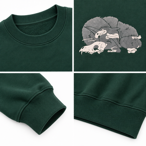 Sudadera de cuello redondo verde oscuro para hombre con estampado gráfico de lobo durmiente y calavera, estilo oversize, forro polar, OEM - Product Image 3