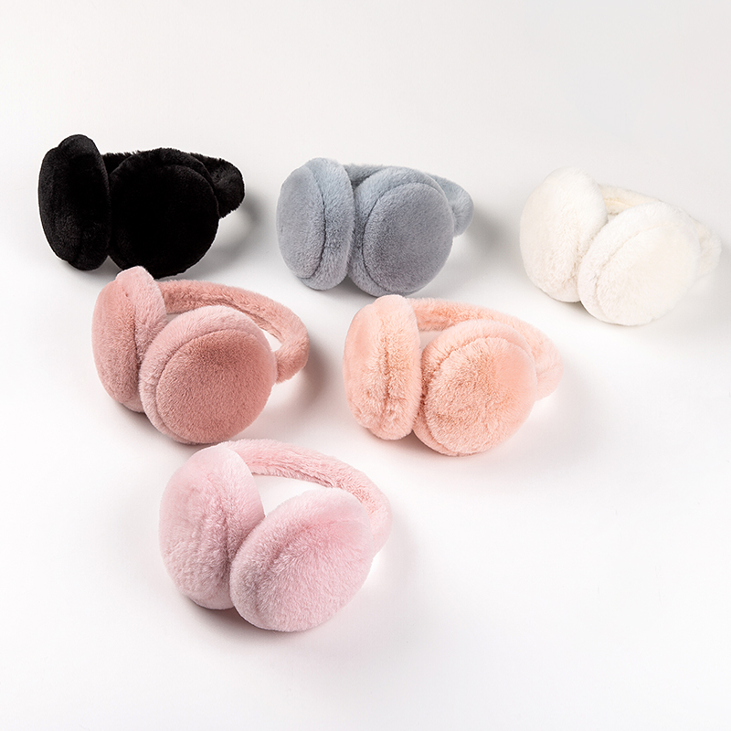 Solid Color Cozy Fluffy Ear Muffs for Girls Simple Winter Ear Warmer