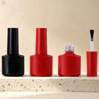 Flacon vide en verre pour vernis à ongles gel UV, luxe, mini format 5ml 6ml, OEM/ODM, noir et rouge, conteneurs plats en stock avec bouchons et pinceaux