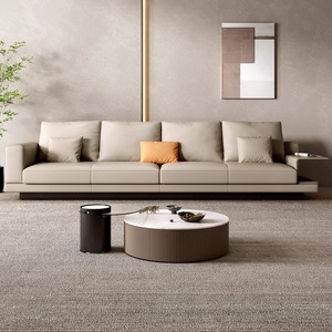 Juego de sofá modular de cuero de lujo simple y moderno para sala de estar, cama de esquina seccional, esponja para hoteles, villas, muebles de madera - Product Image 3