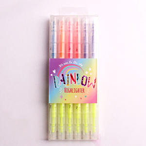 INTERWELL HM660 6 couleurs, surligneurs doux à double extrémité, couleur douce pour le dessin, protection des yeux, <span class=keywords><strong>surligneur</strong></span> mignon - Product Image 2