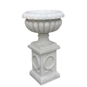 Produk Batu Taman Ukiran Batu Pot Bunga Mewah Ukiran Marmer Putih Pot Tanaman - Product Image 3