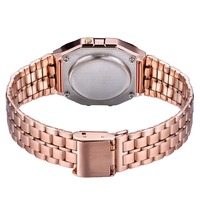 Montre numérique pour femme en or rose de luxe, ultra-fine, en acier, avec LED, montre-bracelet électronique, horloge lumineuse, montre pour femme