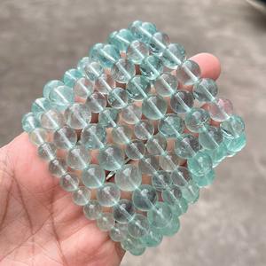 Pulsera Elástica Ajustable de Cuentas Redondas de Fluorita Verde Primavera Transparente de Alta Calidad, Piedra del Genio, Flujo de Energía, para Mujer - Product Image 4