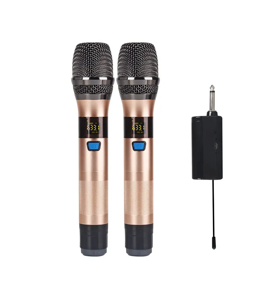 Hot selling dual uhf karaoke wireless microphone effect for studio
