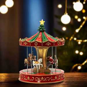 नए प्रबुद्ध कैरोसेल संगीत बॉक्स प्लास्टिक कोरियन कार्टून शैली बच्चों के लिए क्रिसमस उपहार सजावट - Product Image 1