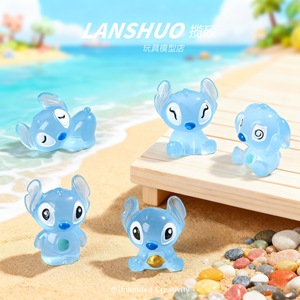 Figurines en résine Lanshuo Stitch, bleues, qui brillent dans le noir, en forme d'animal, pour la création de bijoux DIY et la décoration de la maison - Product Image 1