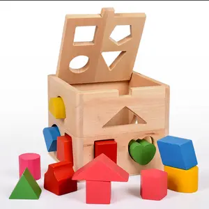 13穴インテリジェンスボックスおもちゃ木製の子供の形ペアカラー認知ビルディングブロック