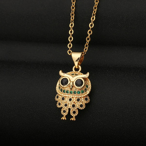 <span class=keywords><strong>Collana</strong></span> all'ingrosso del pendente del <span class=keywords><strong>gufo</strong></span> del progettista dell'ottone dell'oro 18k del progettista animale del gioiello del <span class=keywords><strong>gufo</strong></span> per il regalo di natale - Product Image 2