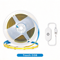Lampu Strip LED Tembaga USB 5V Dapat Dipotong Kontrol Sentuh 320LED/m 8mm COB Pita Fleksibel Penggunaan Dalam Ruangan