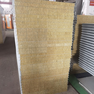 Tablero de <span class=keywords><strong>aislamiento</strong></span> de pared de sándwich de lana de roca ecológico ignífugo moderno, placa de Metal para habitación refrigerada, precio de fábrica - Product Image 2