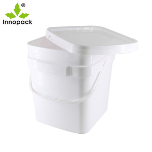 square <b>Plastic</b> <b>Buckets</b> c Rope Handle 6.5 Gallon Food Grade <b>Buckets</b> with Screw on Lids - Product Image 1