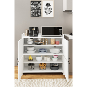 Armoire de rangement moderne multifonctionnelle à 4 portes et 5 étagères, organisateur blanc pour la cuisine et la salle de bain - Product Image 2