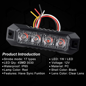 Luz Estroboscópica LED <span class=keywords><strong>CIGO</strong></span> LED-04K de 4 LED, 1W, 12V, para Camiones, Luz de Emergencia Intermitente Roja, Blanca y Ámbar - Product Image 5