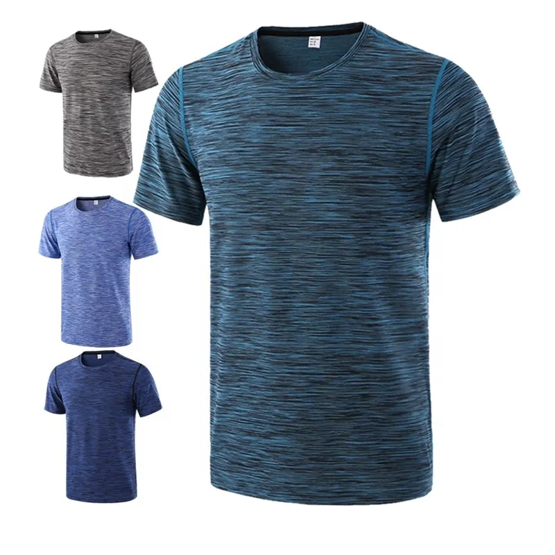 T-shirt Marathon en maille 100% Polyester pour hommes, Slim et à séchage, impression personnalisée, de sport, de course à pied