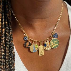 Collier pendentif Zoryn Basic DIY en acier inoxydable avec 12 pierres de naissance, couleur or 18 carats, chaîne basique en vrac, bouddhisme, pour la fabrication sous vide - Product Image 4