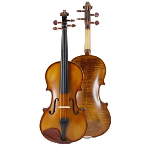 Factory Handmade Solid Wood China Profesional Flame Violin 4/4