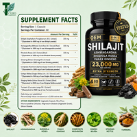 Capsules de Shilajit personnalisées de l'Himalaya, complément 8 en 1 avec Ashwagandha et Ginseng pour un regain d'énergie et un soutien immunitaire