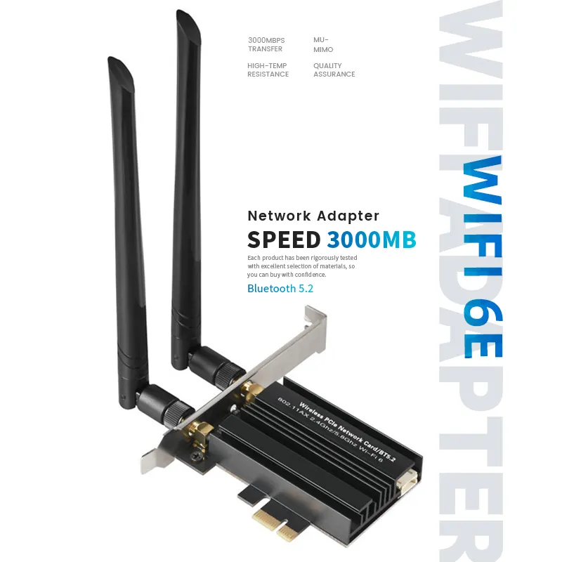 Banda de viaje de 3000mbps, adaptador de red inalámbrico AX3000 Blue-tooth5.2, 2,4g, 5g, 6g, Wifi, 6e, tarjeta de red Pcie Express