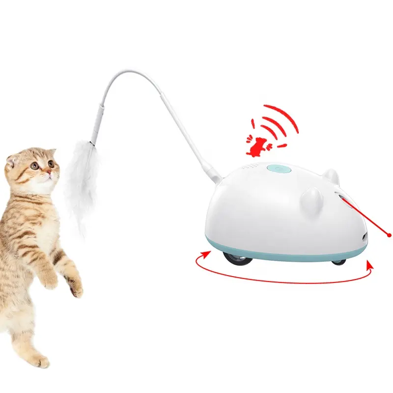 Pet Exercise Playing Toys Squeak Running Mouse Cat Toys Laser Feather Interactive Funny Automatic Electric Cat Mouse Toys Teaser