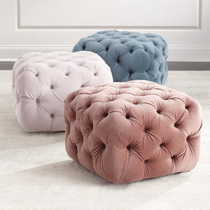 Style moderne Meubles De Salon de Tapisserie D'ameublement De Luxe Fond Touffetage Boucle Repose-pieds De Haute Qualité Velours Ottoman - Product Image 3