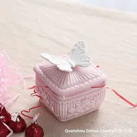 Boîte à bijoux papillon en céramique artisanat scandinave écologique pour la maison rangement de bureau cadeau de mariage créatif et ornement souvenir