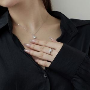 Dylam Classic Design S925 Silver Rhodium Plated <b>Circle</b> Eternity Band 5A Cubic Zirconia Necklace Earrings <b>Rings</b> Jewelry Set - Product Image 4