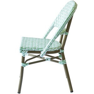 Moderno giardino esterno francese vimini alluminio bar sala da pranzo mobili verde chiaro bar Rattan sedia da bistrot - Product Image 3