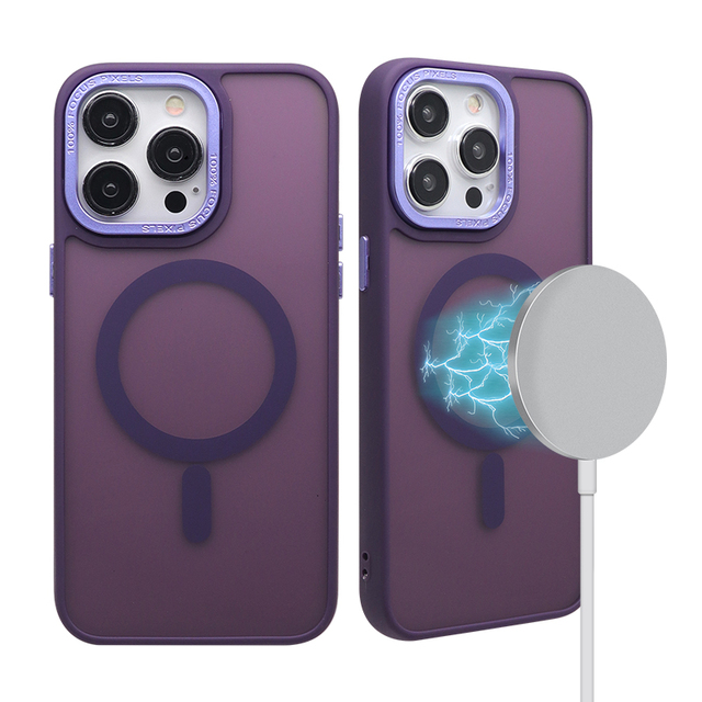 Fashion Wireless Charging Matte Frosted PC Magnetic Phone case for iphone 15 14 13 12 Pro Max