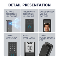 Cerradura Inteligente UIELOCK QA20 con Seguridad Tuya APP, Cerraduras Eléctricas Digitales Automáticas con Reconocimiento Facial 3D, Palma y Venas, Cámara HD Integrada y Llaves