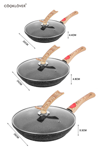 Nhà máy trực tiếp không dính Cookware Set với Diecast nhôm Gốm Đá Cẩm Thạch lớp phủ Vòng Fry <span class=keywords><strong>Pan</strong></span> cảm ứng dưới vật liệu kim loại - Product Image 4