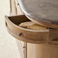 Meuble de salle de bain sur pied en chêne avec double vasque et plan de travail en dalle de roche imperméable, de haute qualité, en bois massif